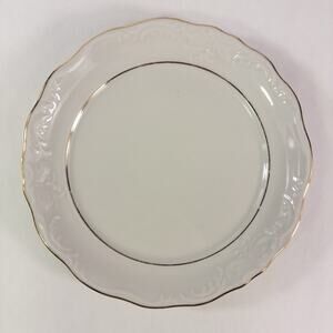 Gibson Golden Legacy China White Scalloped Gold Trimmed Salad Plate 6-3/4"